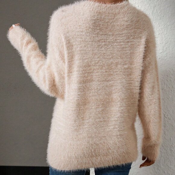 Apricot Casual Women's V-Neck Cashmere Pullover - Picture 2 of 7